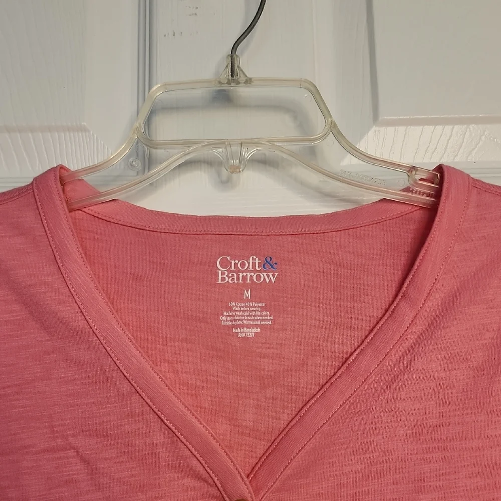 Croft & Barrow Women's Rose Button-Up Blouse - Picture 2 of 10